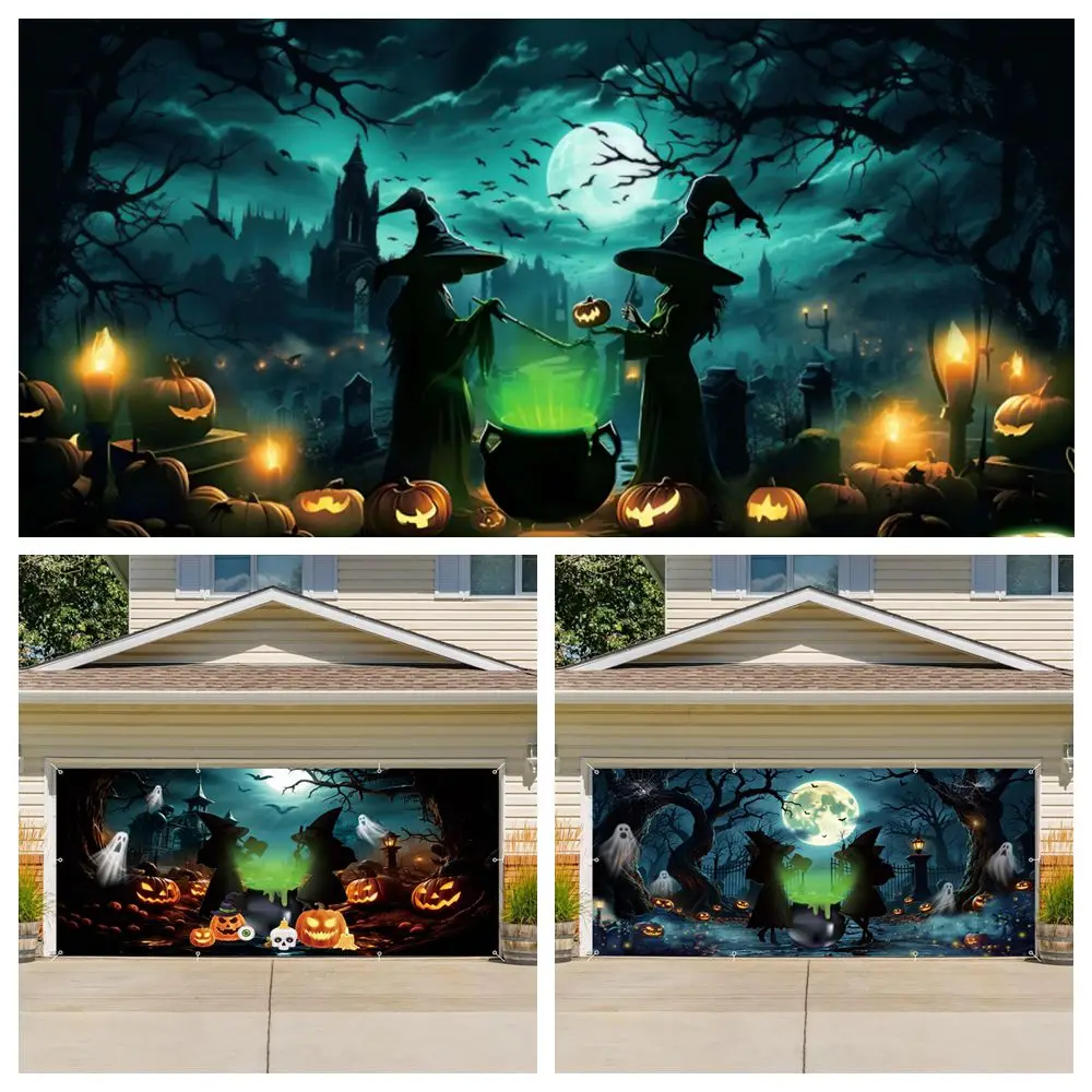 

Halloween Garage Door Cover Large Halloween Garage Door Decoration Witch Green Magic Soup Backdrop Home Yard Outdoor Party Decor
