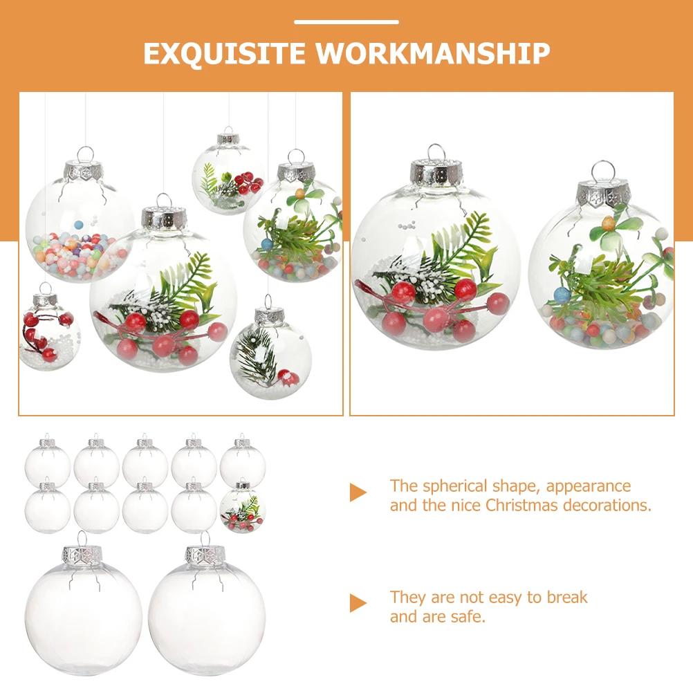 

12pcs Clear Christmas Balls Fillable Transparent Ornaments For Xmas Tree Decor Holiday Party Home Mall Hotel Decoration Crafts