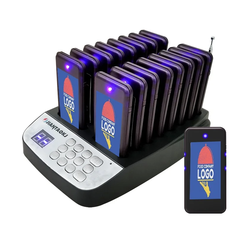 Go! JT-916 With 16 Receivers Wireless Calling Bell Pager System Restaurant Buzzer For Hookah Coffee Bar Canteen