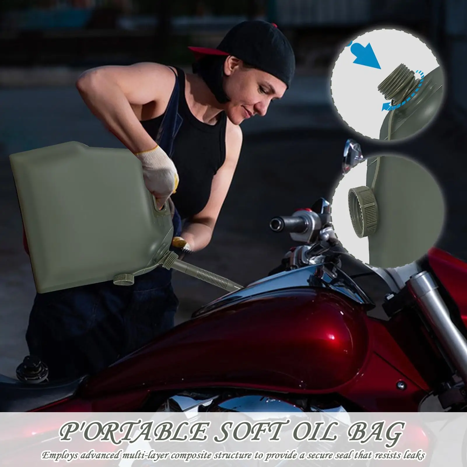 

Motorcycle Gas Bladder Handheld Portable Storage Bag For Oil Transport Leakproof Gas Container For SUVs Sedans Cars Daily