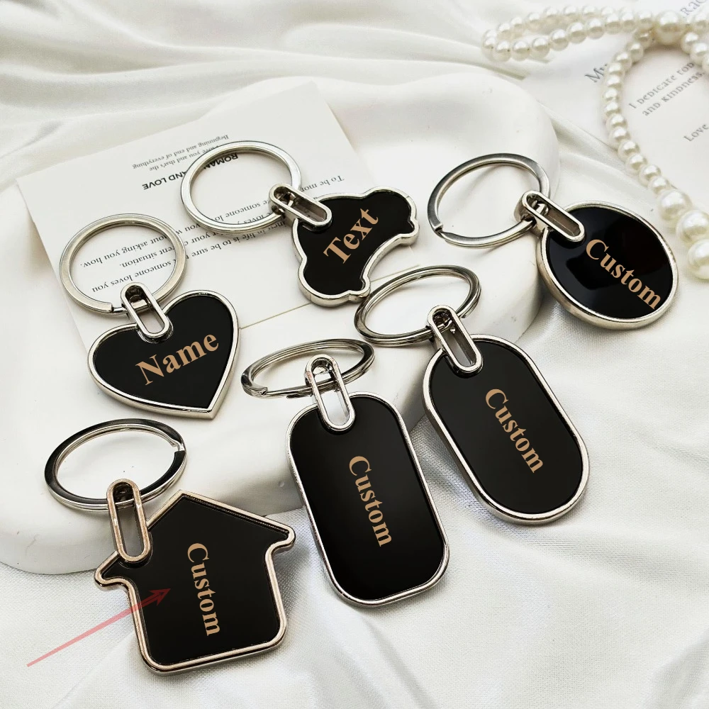 

New Stainless Steel Metal Keychain Customized Can Print Laser Logo Advertisement QR Code Gift Pendant Car and Bag Keyring