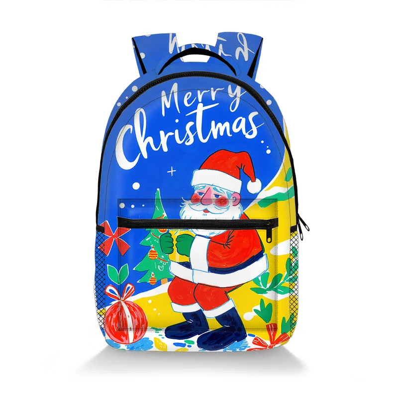 

Trendy Santa Claus Merry Christmas student Bookbag Notebook Backpacks 3D Print Oxford Waterproof Boys/Girls Travel Backpacks