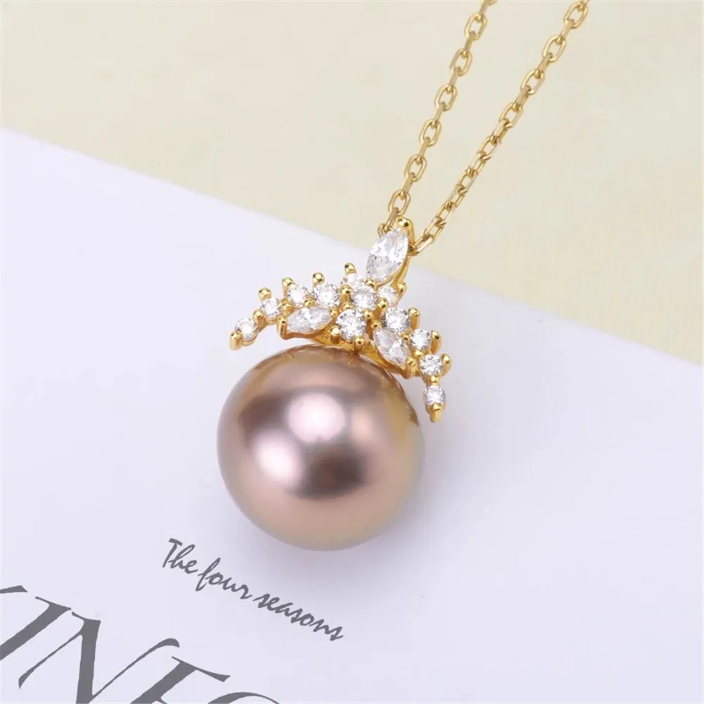 

DIY Pearl Accessories S925 Sterling Silver Pearl Pendant Empty Bracelet Necklace Ice and Snow Queen Fit 10-12mm Round Beads D399