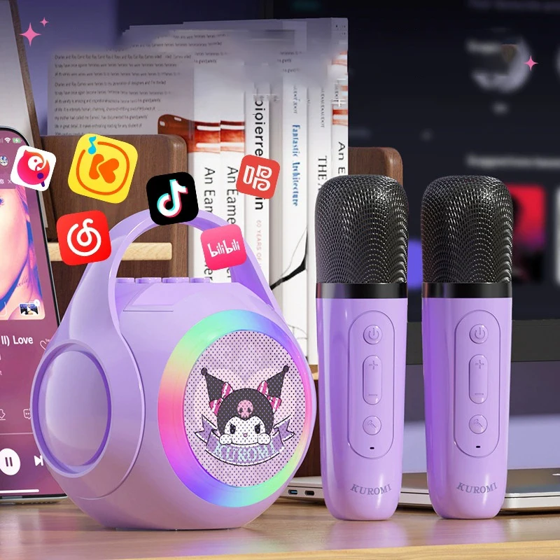 3PCS cartoon Sanrio Hello Kitty Cinnamoroll Kuromi Cartoon Portable Bluetooth Audio Microphone Set Kawaii Mini Speaker Gift - view 4