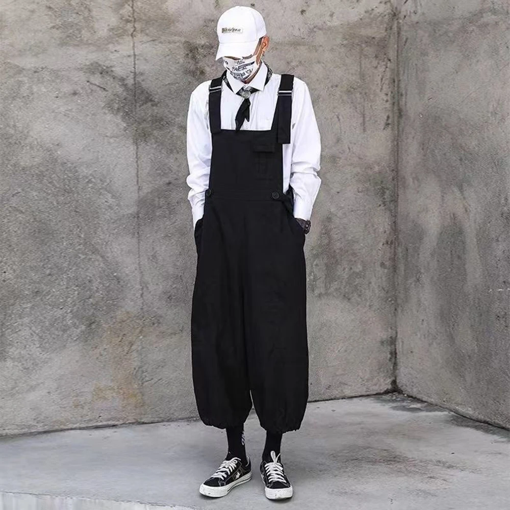 

Hip-Hop Y2k Overalls For Men American High Street Fashion Retro Trend Straight Casual Jumpsuit Suspenders Bloomers For Men