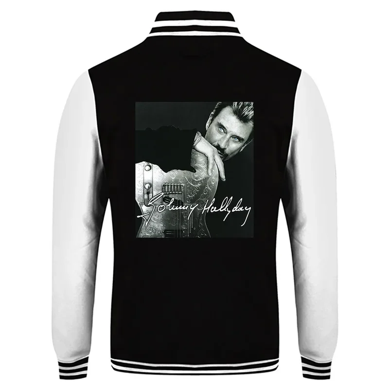 Chaqueta estampada de Johnny Hallyday para hombre y mujer, uniforme de béisbol informal, sudadera de calle, Invierno