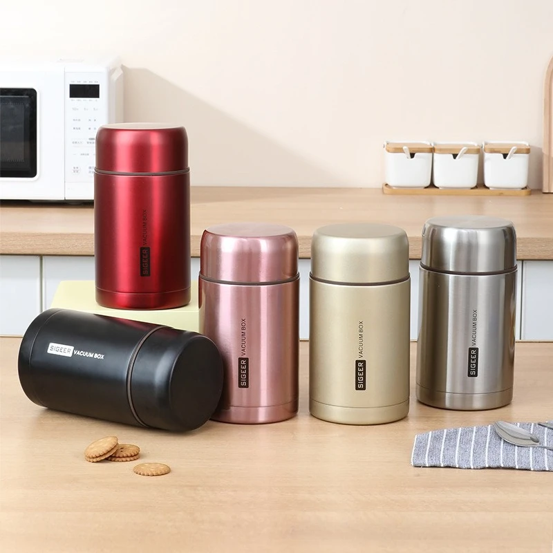 1Pc Thermo Mug Vacuum Flask Stainless Steel 350ML 500ML Mini Lunch Box with Hot Food Container 3 Colors