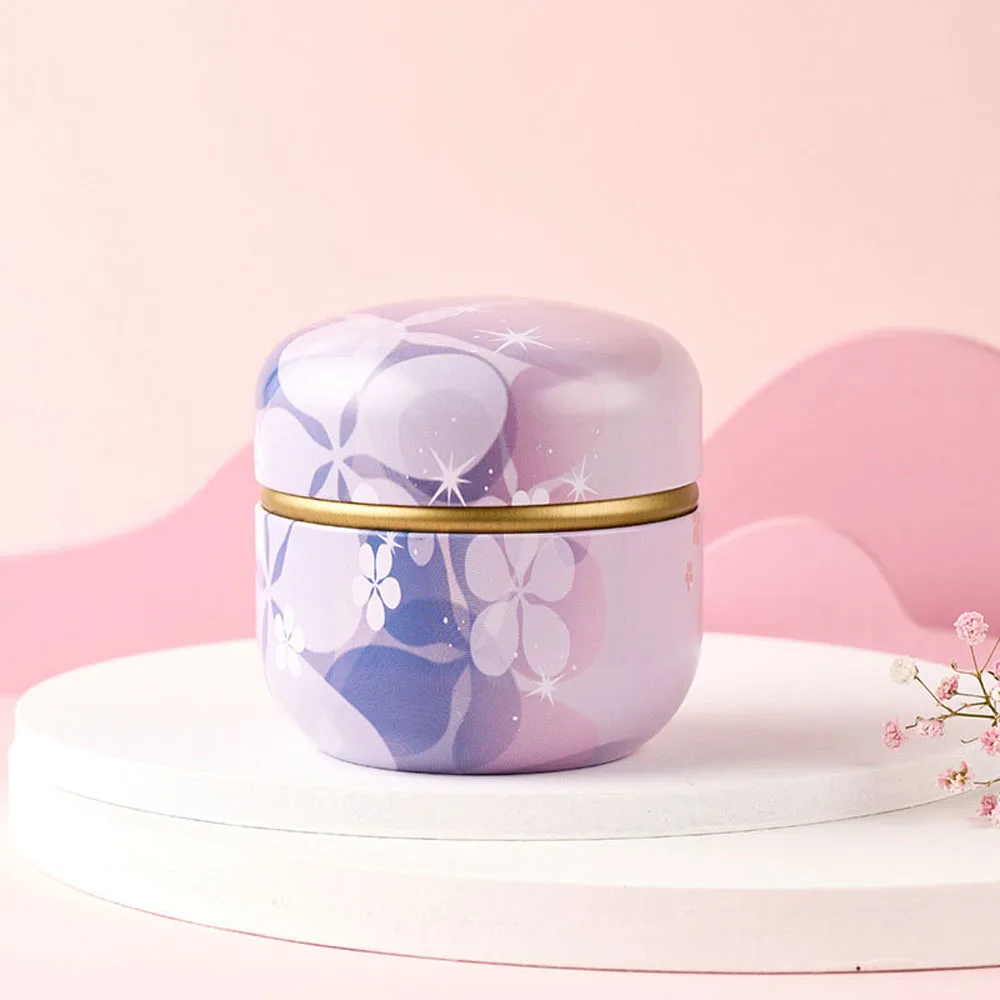 

Japanese Style Flower Small Round Portable Snacks Candy Packaging Box Storage Box Tin Plate Canister Tea Cans Containers