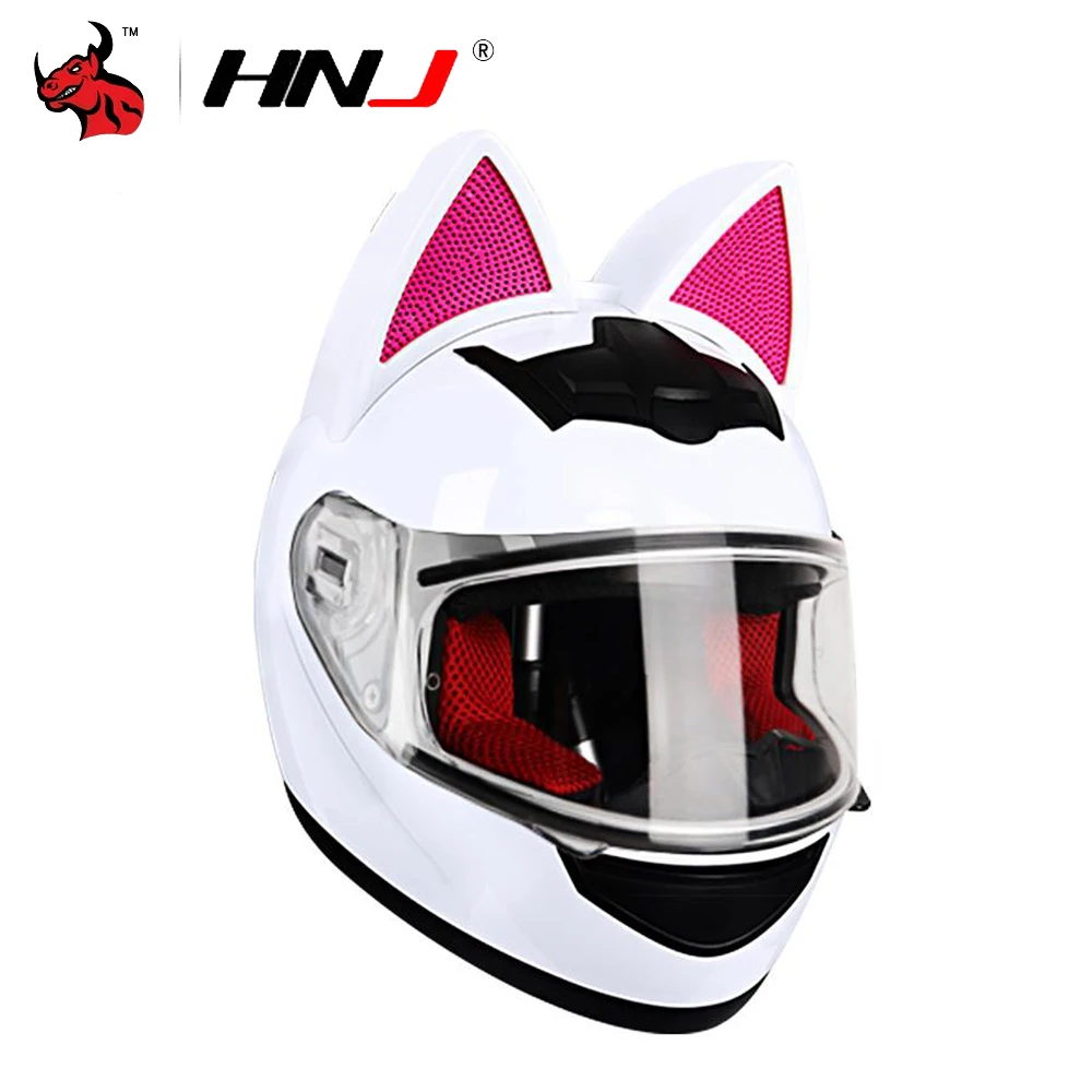 

Women Motorcycle Helmet Winter Riding Motorcycle Cute Cat Ears Girlfriend Gift DOT Approved Off-road Rally Helmet