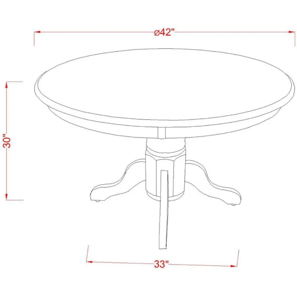 Ensemble de 5 pièces pour 4 salles à manger, comprend une table de cuisine ronde avec piédestal et 4 chaises de salle à manger, 42x42 pouces, noir