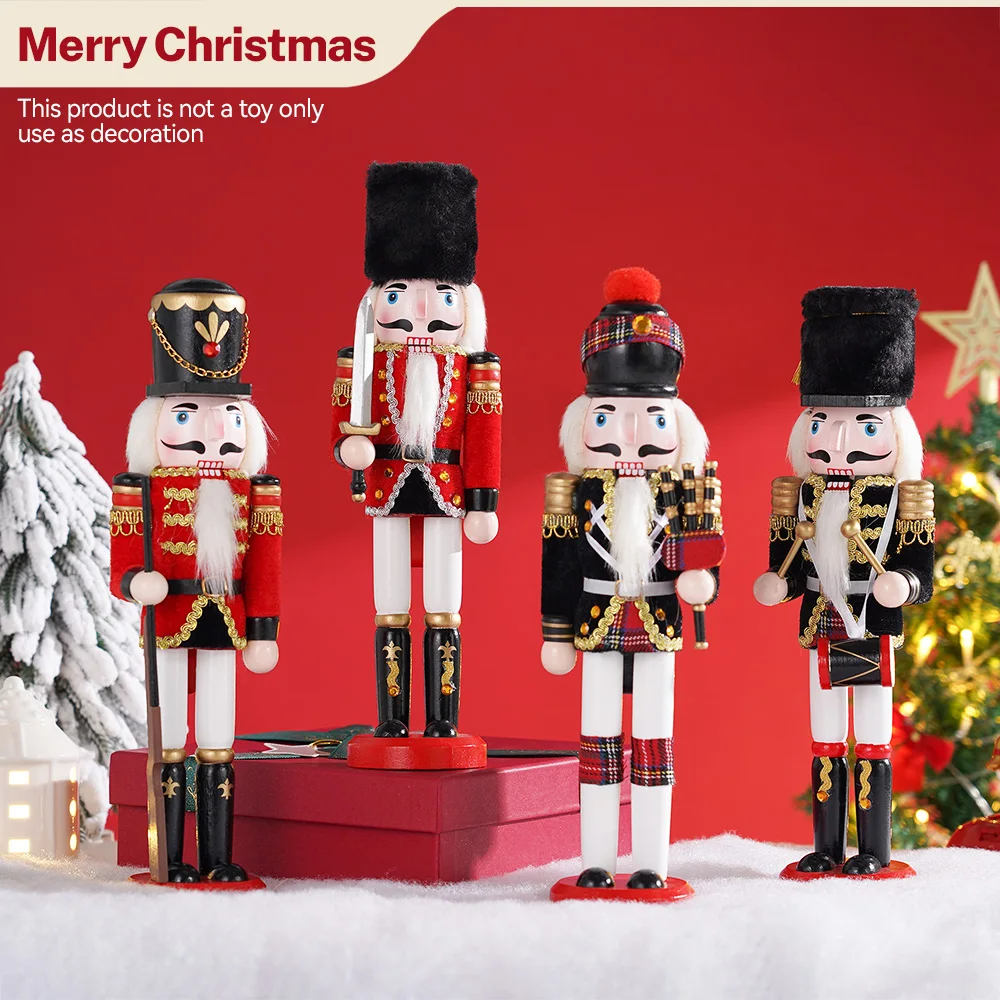 

30CM New Wooden Nutcracker Puppet Figurine Hand Painted Nutcracker Soldier Model Doll Christmas Ornaments Home Decoration