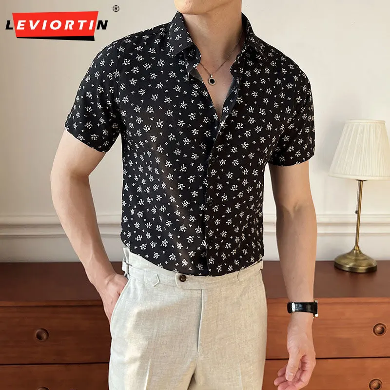 

Новая летняя мужская модная универсальная рубашка с коротким рукавом, деловая повседневная простая и удобная рубашка с принтом, топ CSZ78160