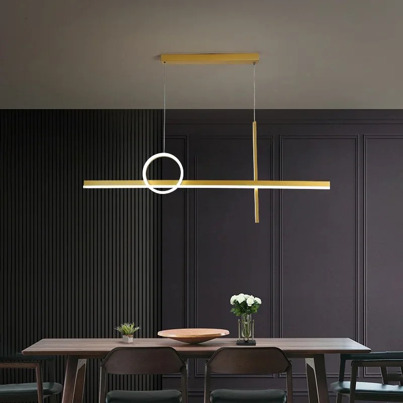 Luz pendente LED para ilha de cozinha, preto e ouro exclusivo, atmosfera familiar, decoração interior moderna, iluminação