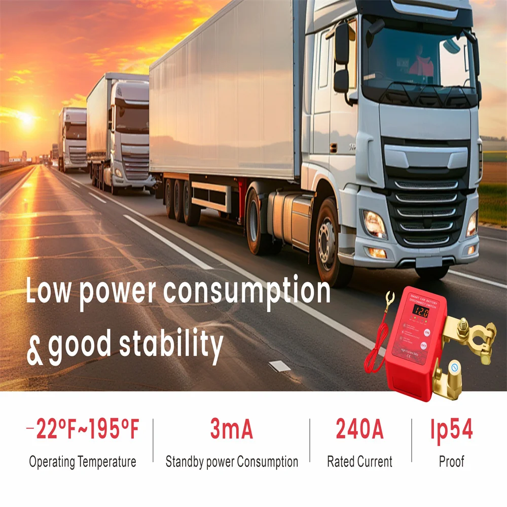 

240A Kill Switch 12V Remote Battery Disconnect Switch with Led Voltage Display Automatic Power Shut Off Switch for Auto