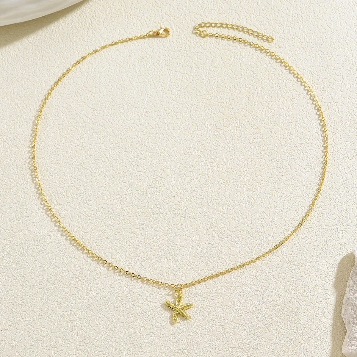 Elegant Beach Themed Charm Necklace Starfish Shell Pearl Pendant Necklace Adjustable Fashion Jewelry for Women Summer Vacation