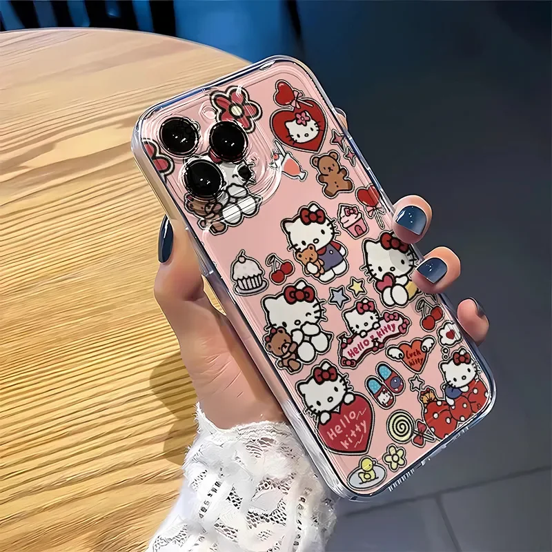 

Kawaii Hello Kitty Case For IPhone 17 Pro Max Phone Case for IPhone 17 Pro 16 Plus Shockproof Cover Apple15 14 13 12Mini Case