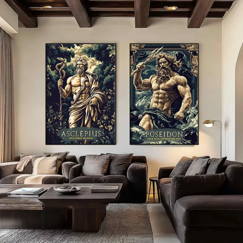 Greek Mythology God and Godess Poster Ancient Greek Gods Hades Eros Vintage Canvas Painting Wall Art for Living Room Home Decor