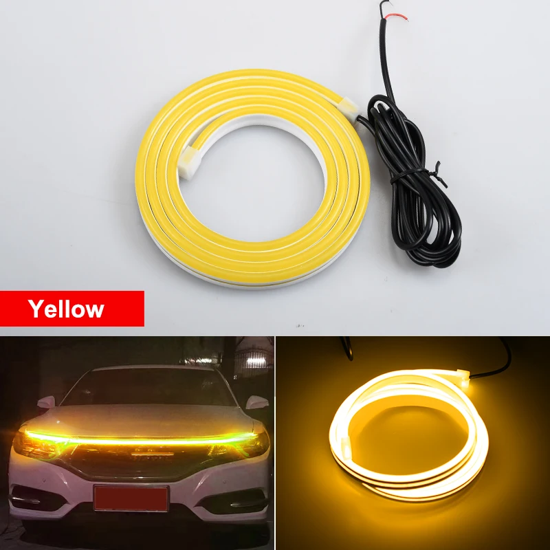 

Car Suv Led Hood Light Strip Daytime Running Light Exterior Decoration Lights Flexible Auto Atmospere Lamp 12v Waterproof Yellow