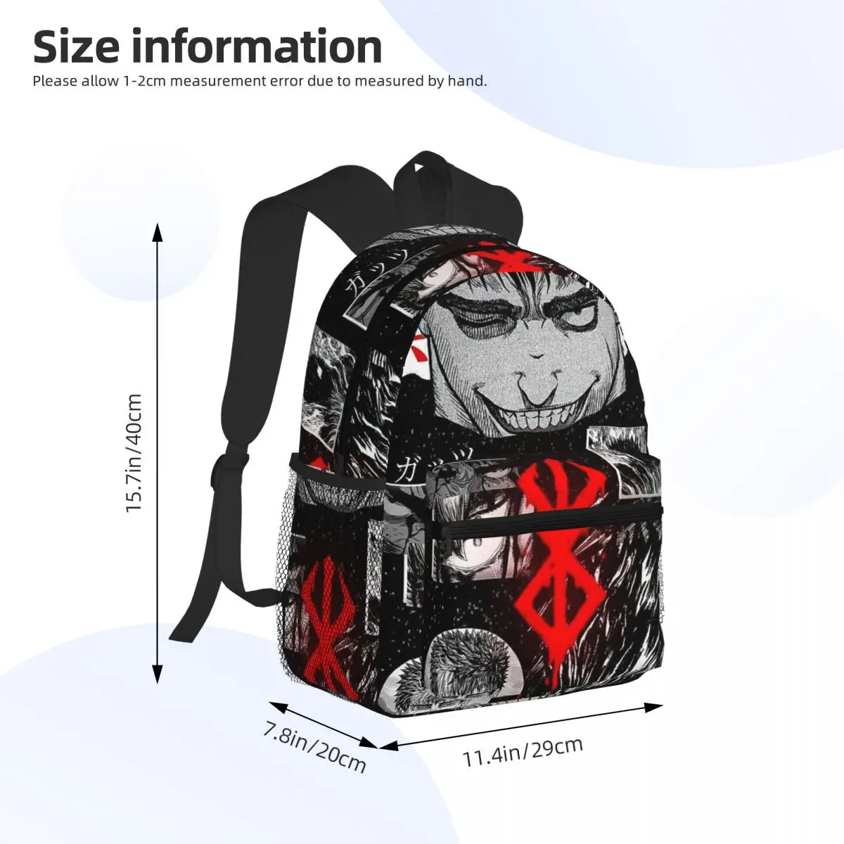 Berserk Sacrifice Mark Demon Sword and Magic Student حقيبة ظهر مدرسية للمشي لمسافات طويلة والسفر Daypack حقيبة كتب عصرية حقائب كتف