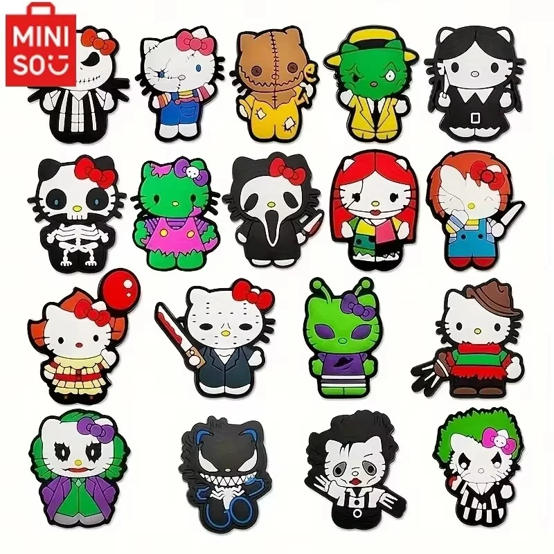 MINISO Cute Cartoon Halloween Shoe Charms  Sanrio Hello Kitty Series PVC DIY Detachable Sandal Decoration Halloween Party Gifts