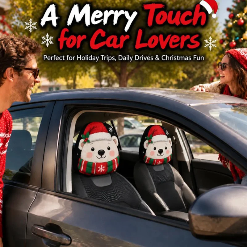 2PCS Christmas Character Car Headrest Cover Collection Festival cycling headrest decoration，Automotive interior accessories
