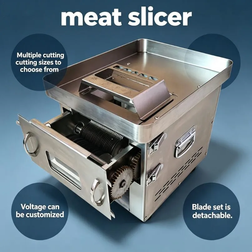 Compact Desktop Meat Slicer Commercial Household Multi-Functional Meat Slicer Shredding Dicing Kitchen Equipment Removable Knife