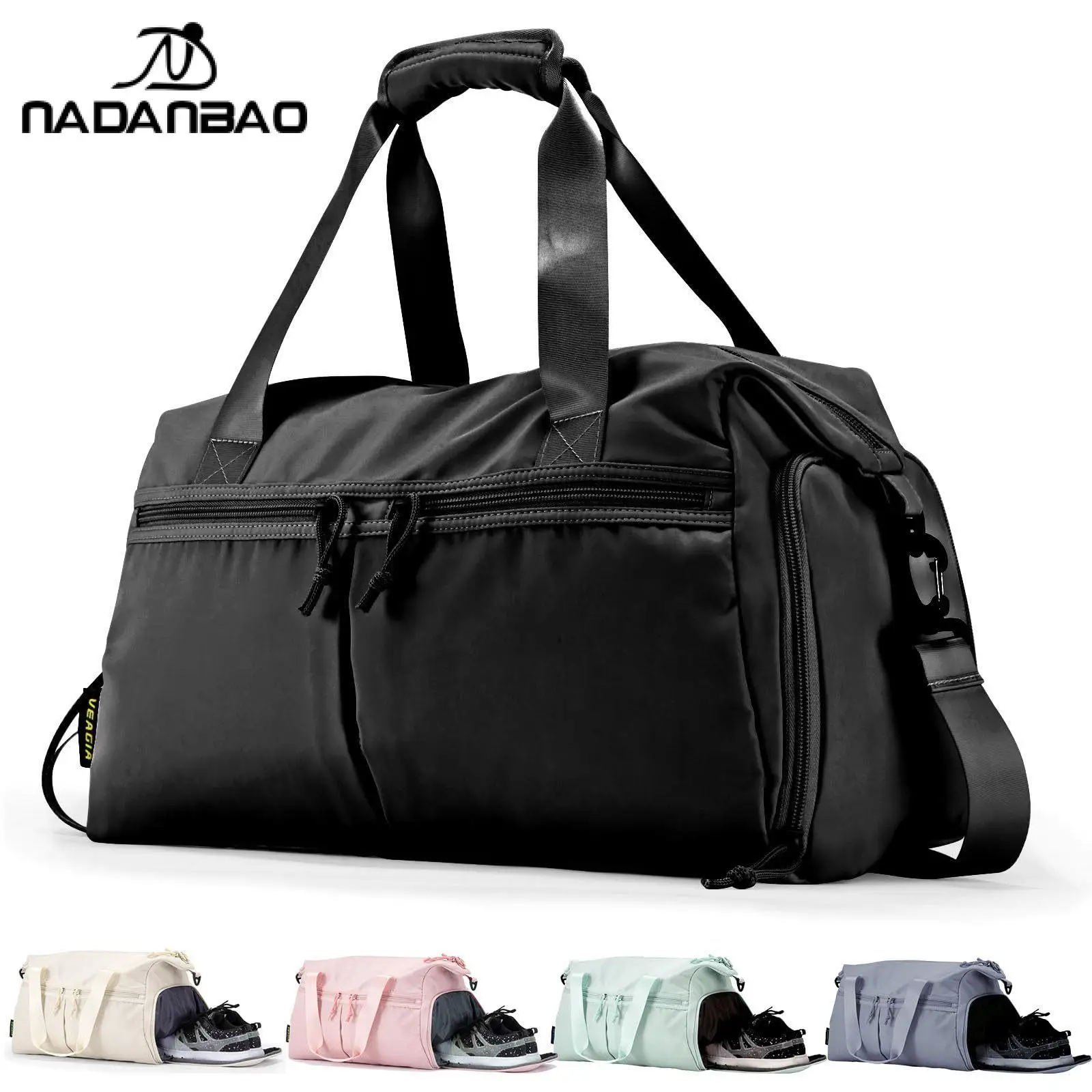 

Nadanabo ручная кладь, спортивная сумка для фитнеса, унисекс, водонепроницаемая спортивная сумка большой вместимости, повседневная дорожная сумка выходного дня с отделением для обуви