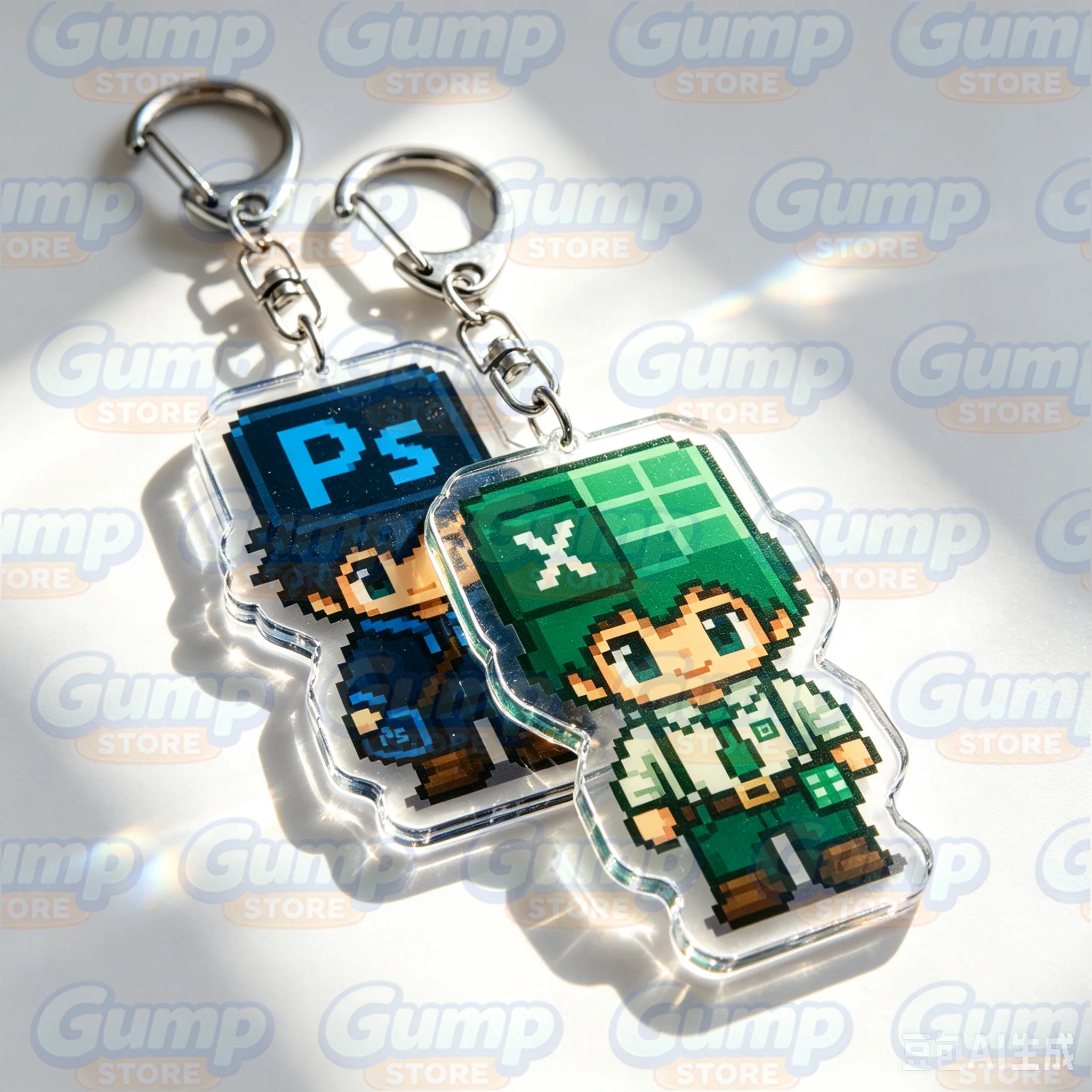 Cute Office Design Software Chibis Keychains for Accessories Bag Charms Jewelry PS Excel AI Acrylic Pendant Keyrings Fans Gifts