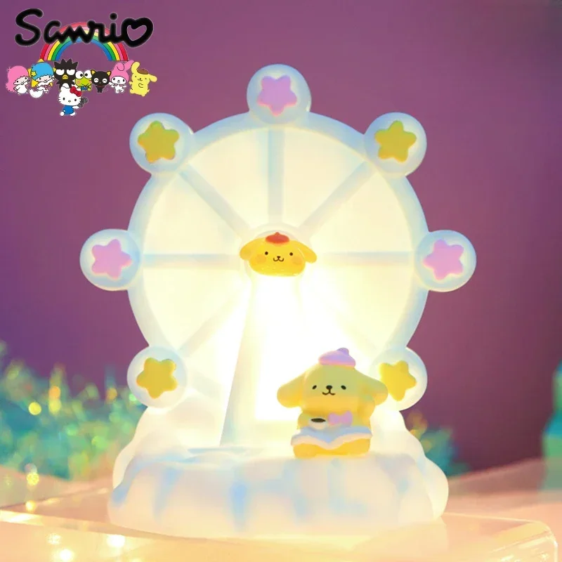 

Sanrio Pompompurin Series Ornament Piggy Bank Children's Toy Kawaii Doll Model Anime Night Light Birthday Gift Room Decoration