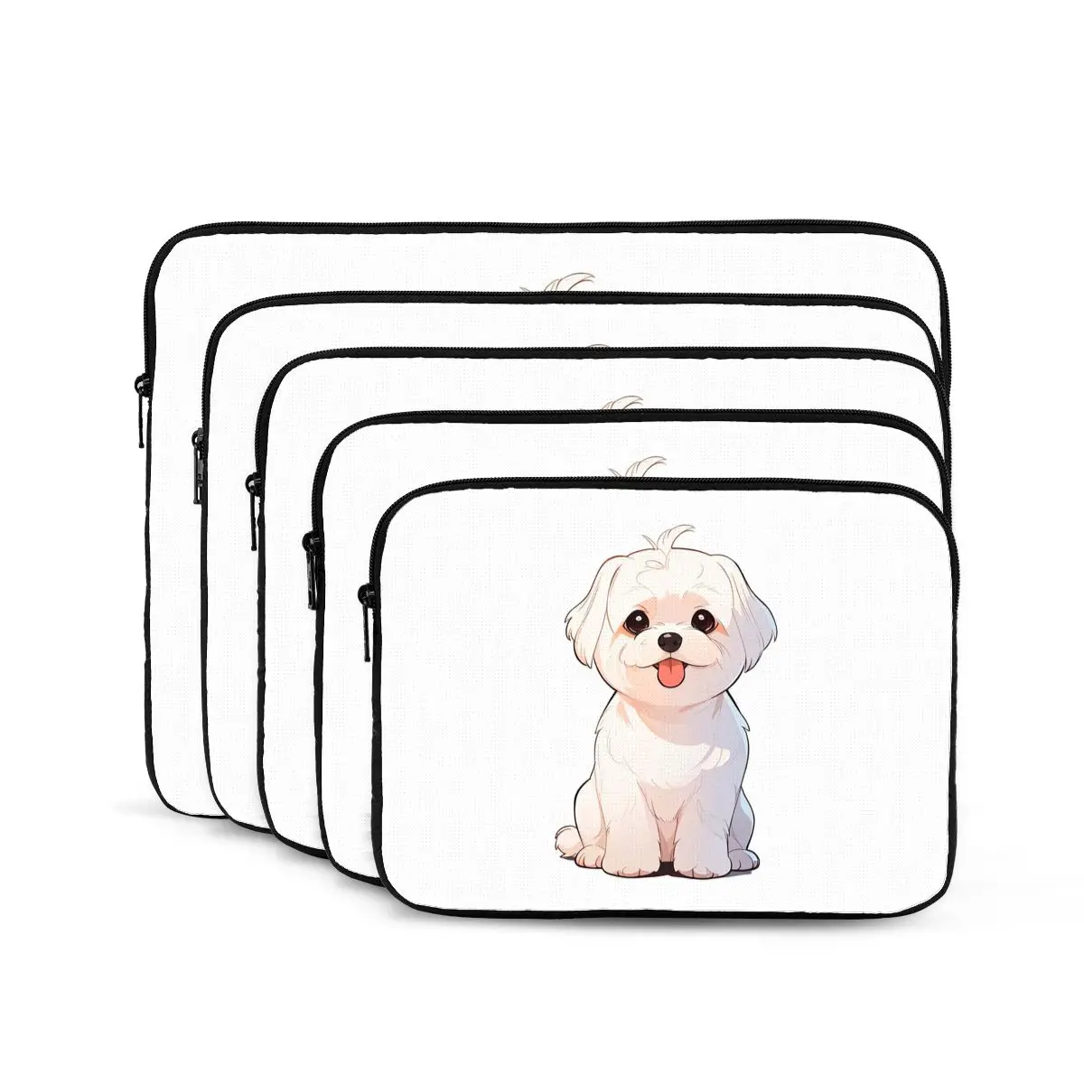 Cartoon Style Cute Maltese Dog Notebook Laptop Bag Case Pouch Notebook Sleeve Cover Bag Tablet Shockproof Case Bag