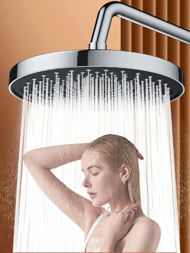 New 1pc 254mm High Pressure Top Spray Rain Shower Head Larger Flow Supercharge Rainfall Showerhead 360° Swivel Water Saving