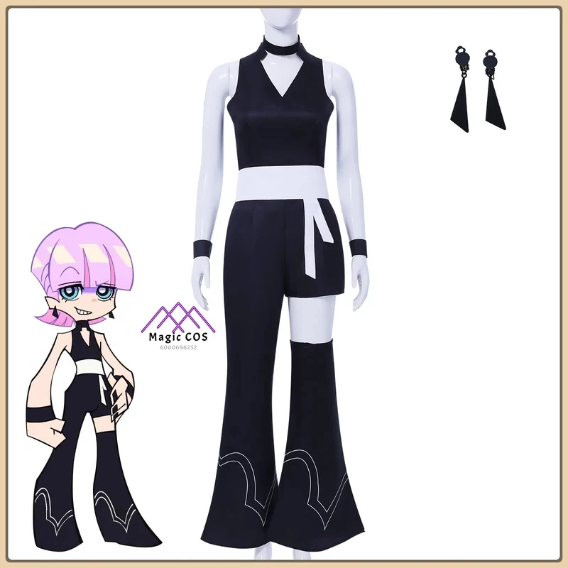 

ABC123Panty & Stocking Polyurethane (Female) Costume Wig + Black Bodysuit +Wristbands Full Set Anime Clothes for Hall3;b,6/k'5;