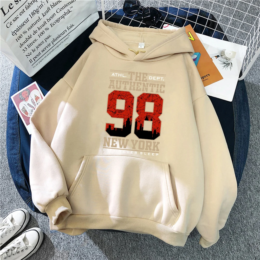 The Authentic 98 New York Pattern Hoodies Female Funny Casual Streetwear Autumn Hip Hop Pullover Fleece Oversied Women Hoody