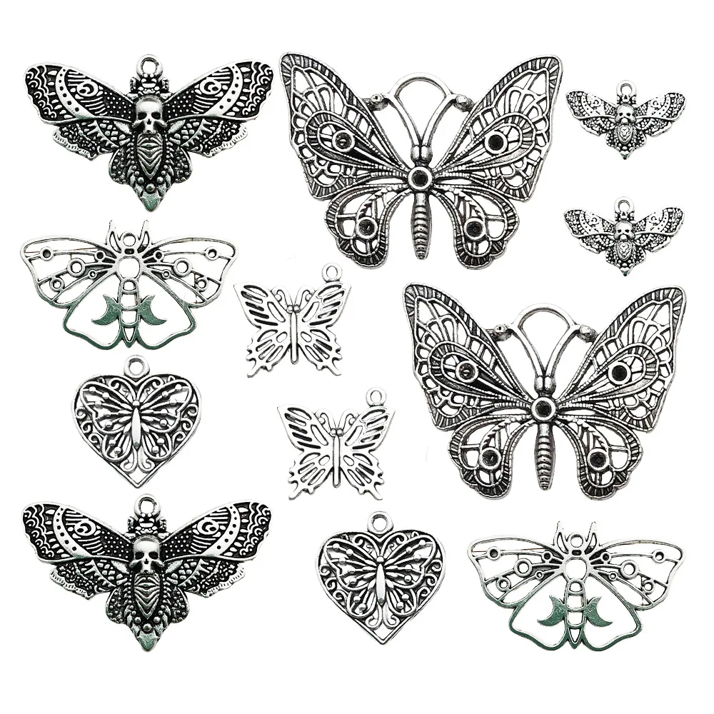 10/12 sztuk Hollow ćma motyl projekt Charms stop Halloween dekoracje wisiorki dla majsterkowiczów akcesoria do wyrobu biżuterii