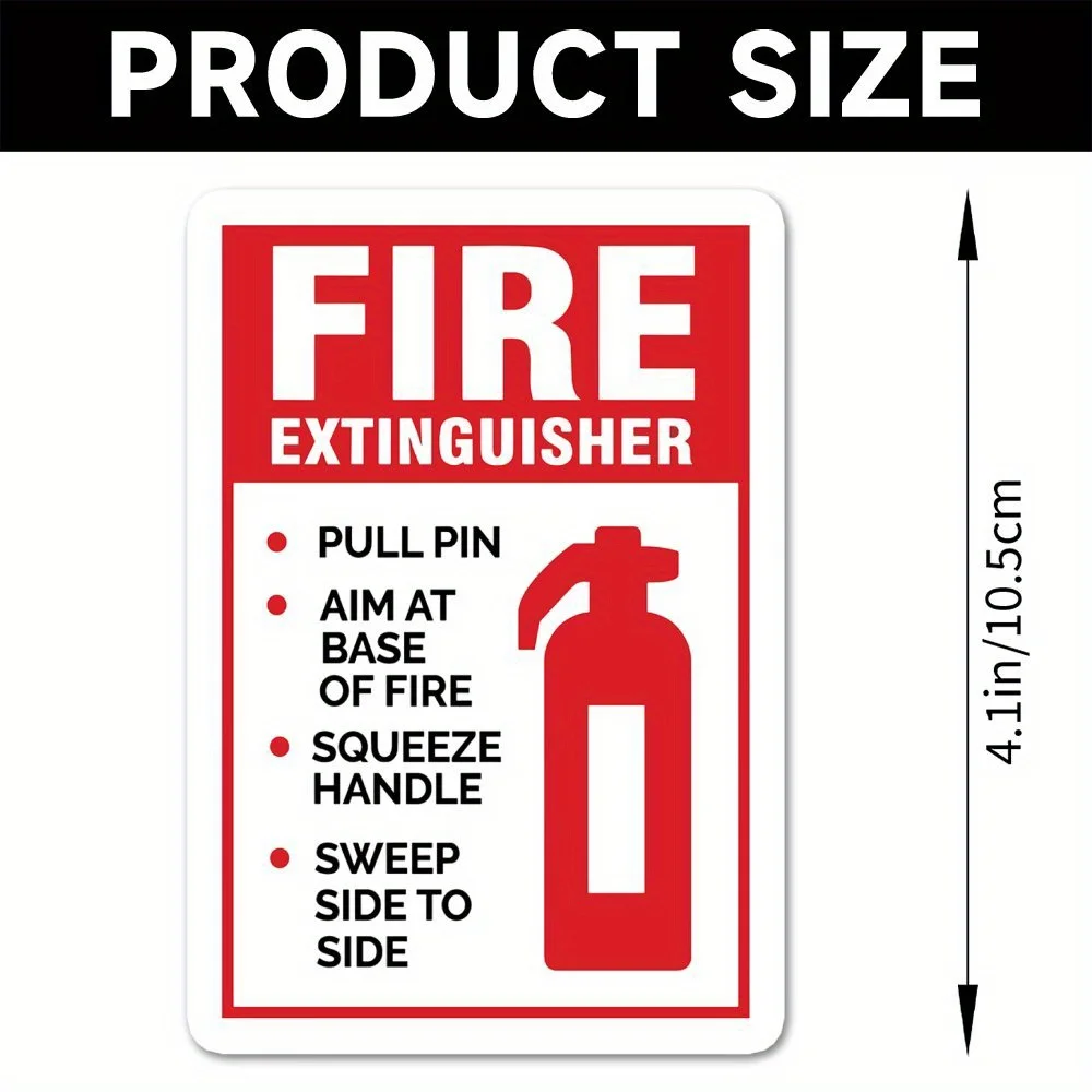Fire Extinguisher Instruction Sticker Waterproof UV Resistant Vinyl Decal Safety Sign Laptop Bottle Car Decor Emergency Label