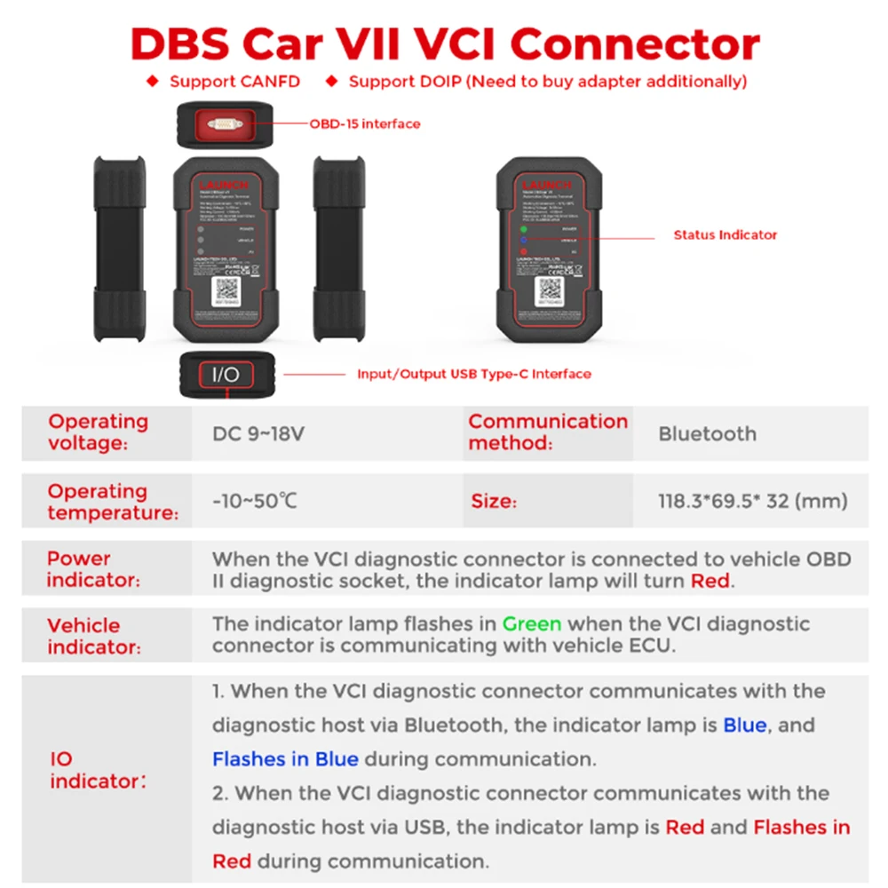 Launch DBSCAR VII dbscar7 Support doip CAN FD protocol Bluetooth Scanner For Android Phone&Android Tablet Car Diagnostic Tool