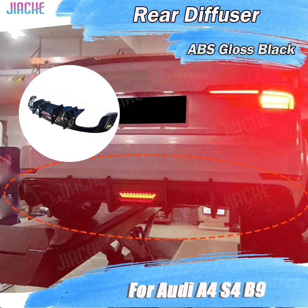 

Gloss Black Rear Bumper Lip Diffuser Body Kits For Audi A4 S4 B9 2017-2019 Car Diffuser Spoiler Black Carbon Color