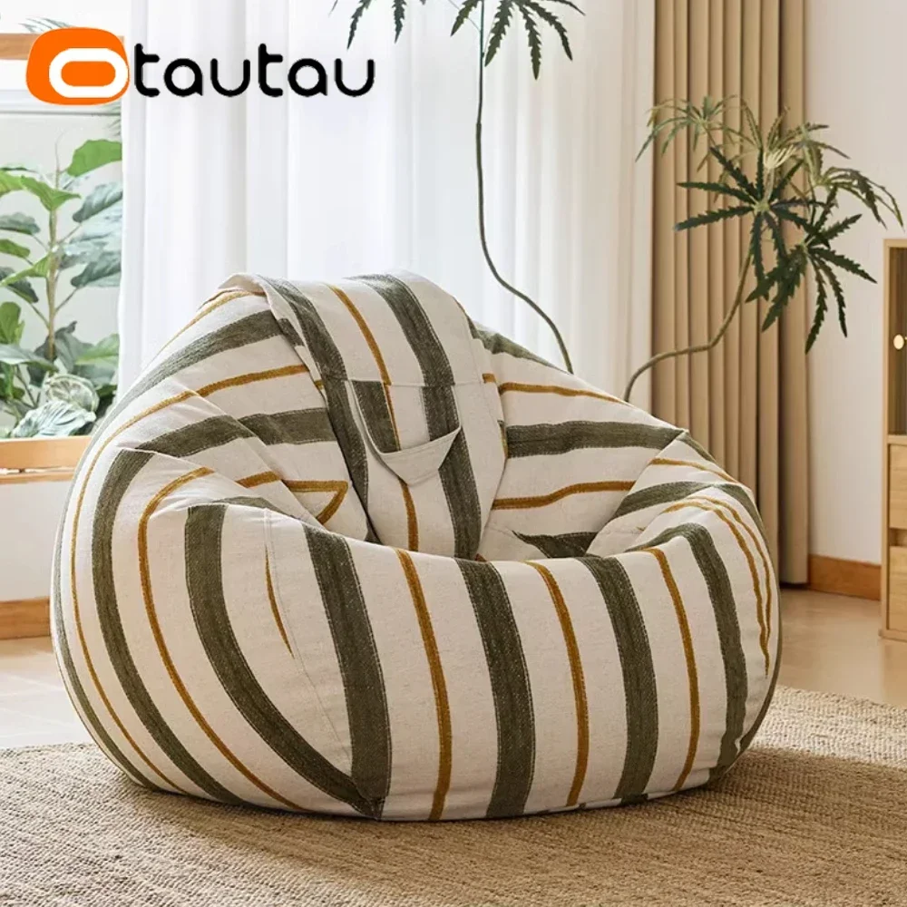 

OTAUTAU Quality Cotton Linen Bean Bag Cover DD165【No Filler Inside! You Need To Buy Filler By Yourself !】