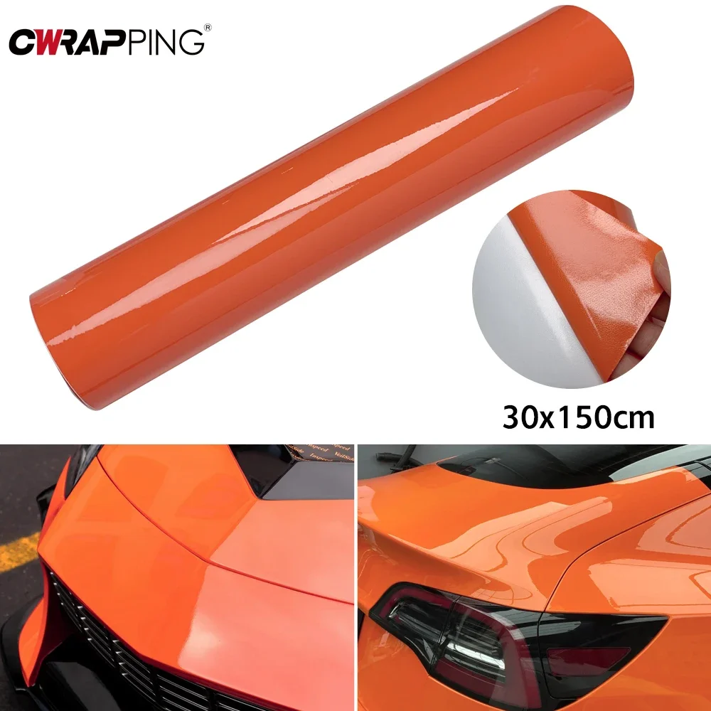 Glossy Car Sticker Vinyl Wrap Waterproof Vinyl Auto Tuning Car Body Film Orange Adhesive Motorcycle Sticker for Car Accessories