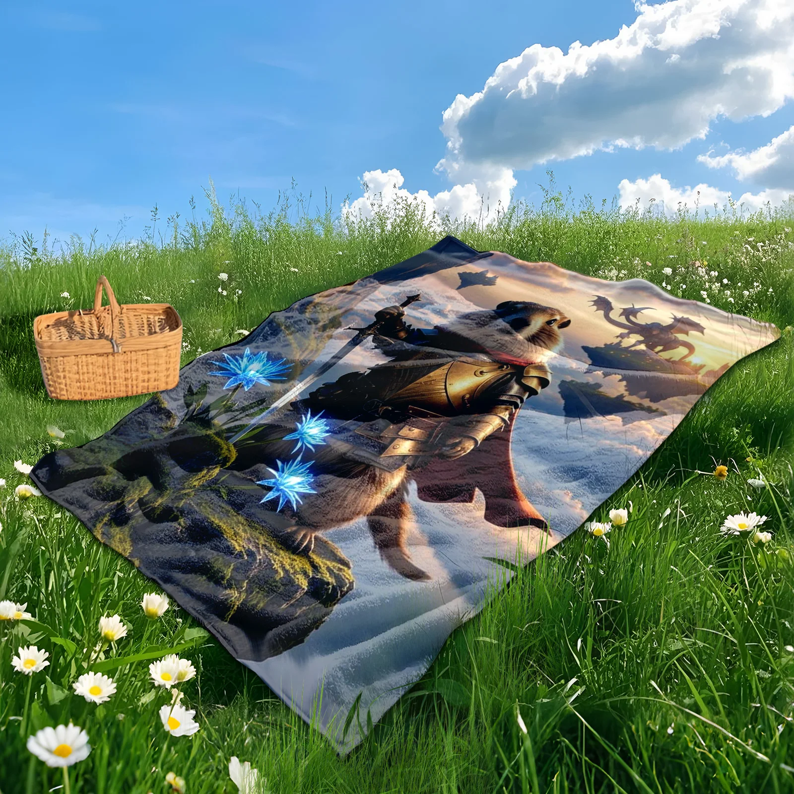 Одеяло Groundhog Knight с накидкой Cliffside Design для использования на открытом воздухе с тематикой героев и тяжелых приключений