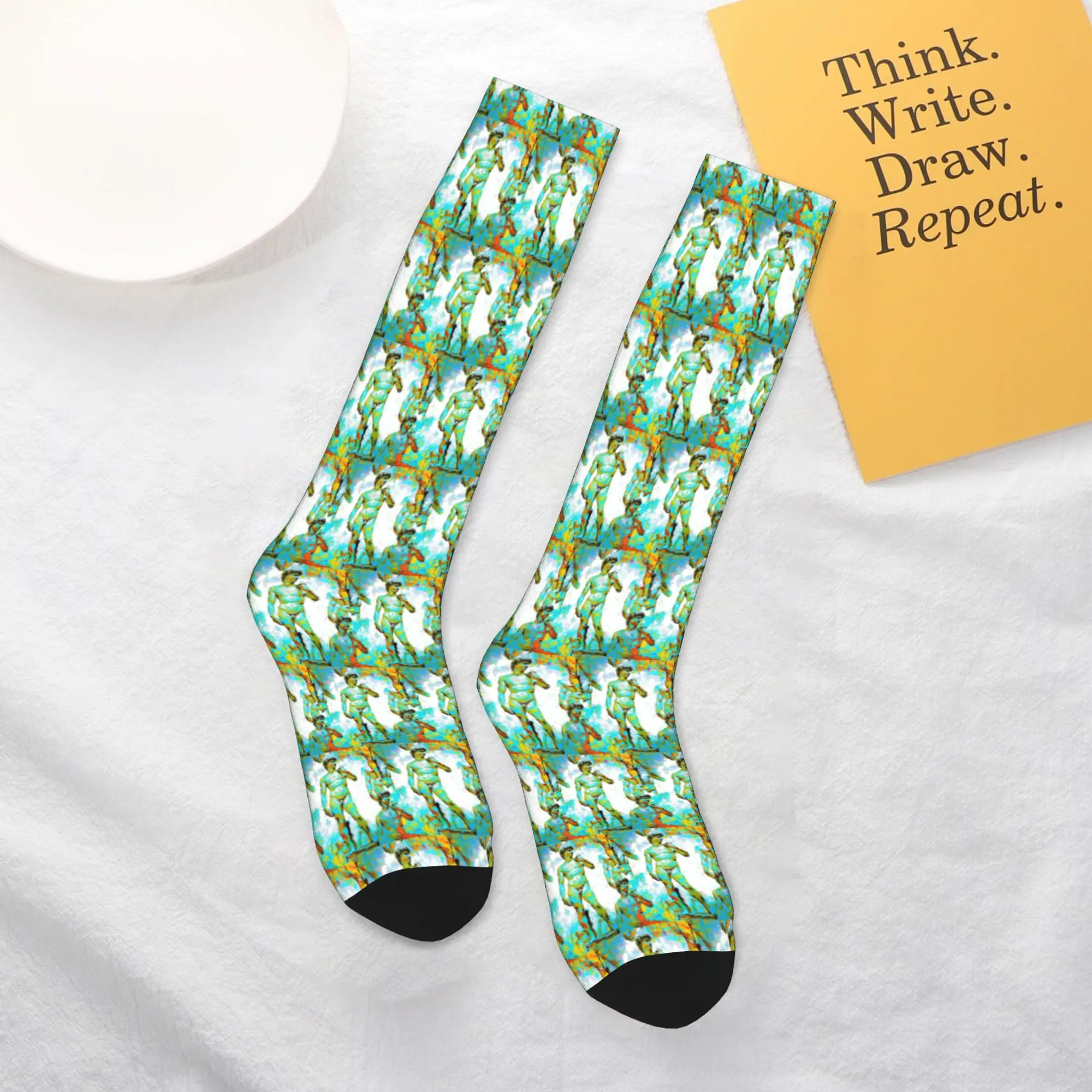 

Всесезонные чулки для экипажа, носки скульптуры Дэвида Микеланджело, забавные длинные носки в стиле Харадзюку в стиле хип-хоп, аксессуары для мужчин и женщин, подарки