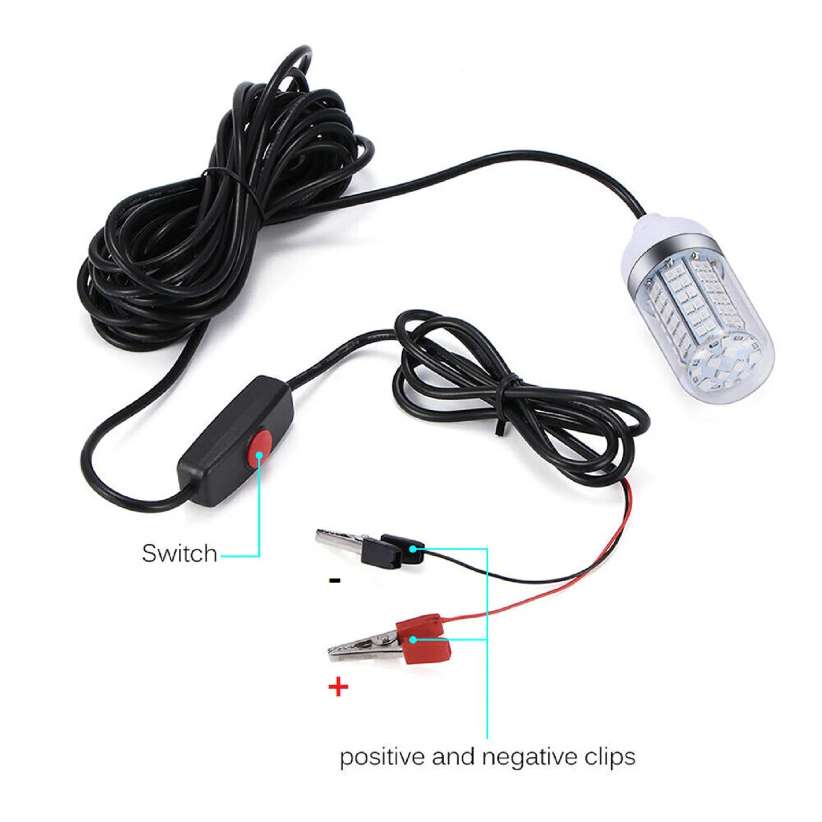 

Waterproof IP68 LED Underwater Fishing Lure Bait Light Night Submersible White Green Squid Lamp 12V-24V Led Lure Fish Lamp