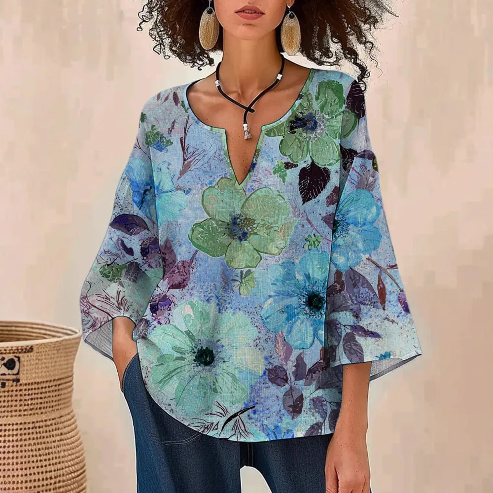 خريف جديد المرأة الأعلى عارضة زهرة القمصان Blusa الأنثوية طويلة الأكمام قمم للنساء Бluosna