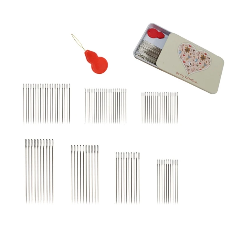 Big Eye Hand Sewing Needls Set with Threaders and Storage Case for Stitching Dropship