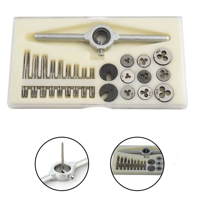 31PCS Metric Tap Die Set HSS Metric Tap Die Set Screw Thread Plugs Taps Holder Wrench M1-M2.5 Screw Thread Plugs Taps Hand Tools