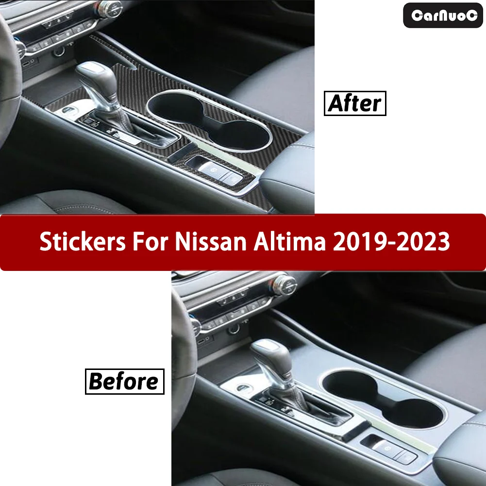 

Car Carbon Fiber Stickers Center Gear Shift Panel Decorate Trim For Nissan Altima 2019 2020 2021 2022 2023 Interior Accessories