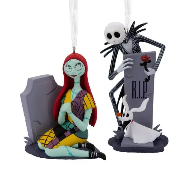 

The Nightmare Before Christmas Jack and Sally with Tombstones Ornaments