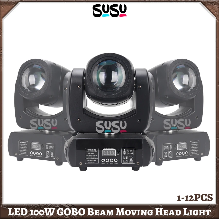 Susu 1-12Pcs LED 100W Beam Gobo Moving Head Stage Light Effect 18 Prism DMX512 For Club KTV Disco DJ Party With Flycase Option