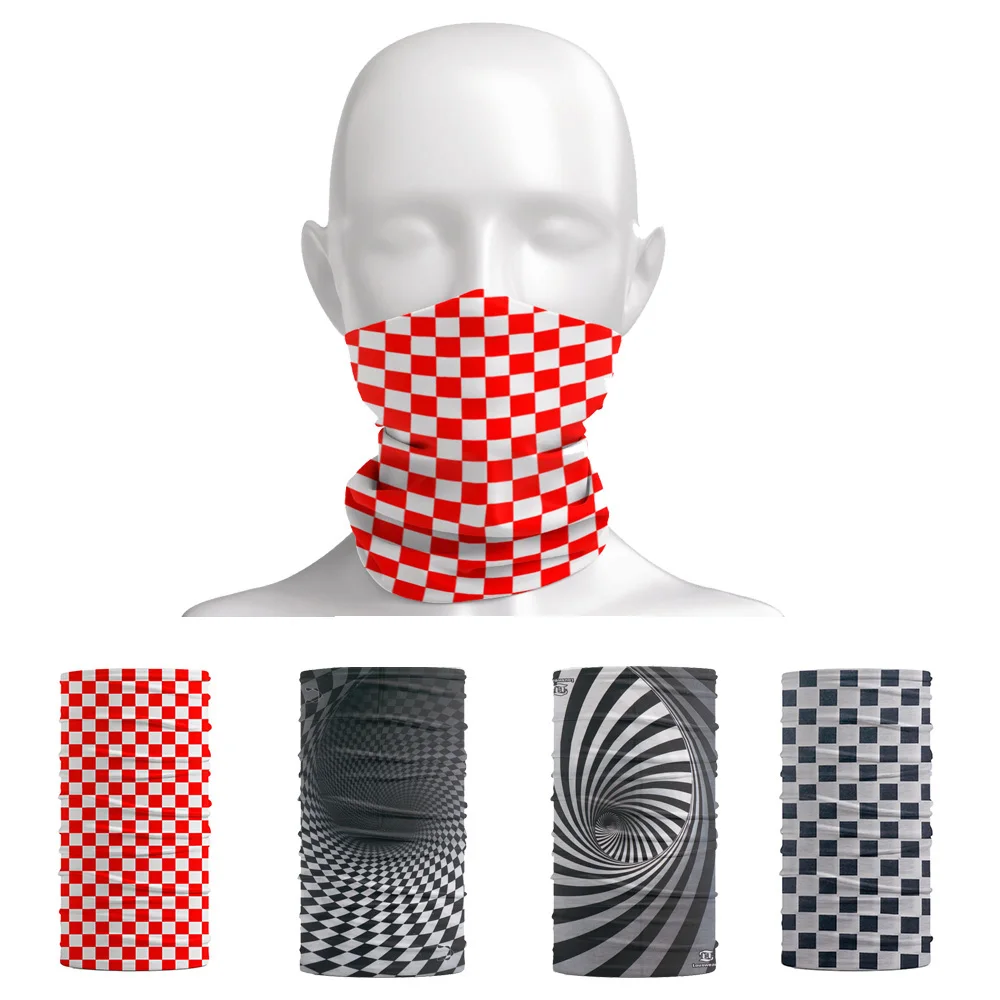 Plaid Pattern Headband Outdoor Camping Fishing Sunscreen Breathable Neck Gaiter Racing Bicycle Race motorcycle Unisex Bandana