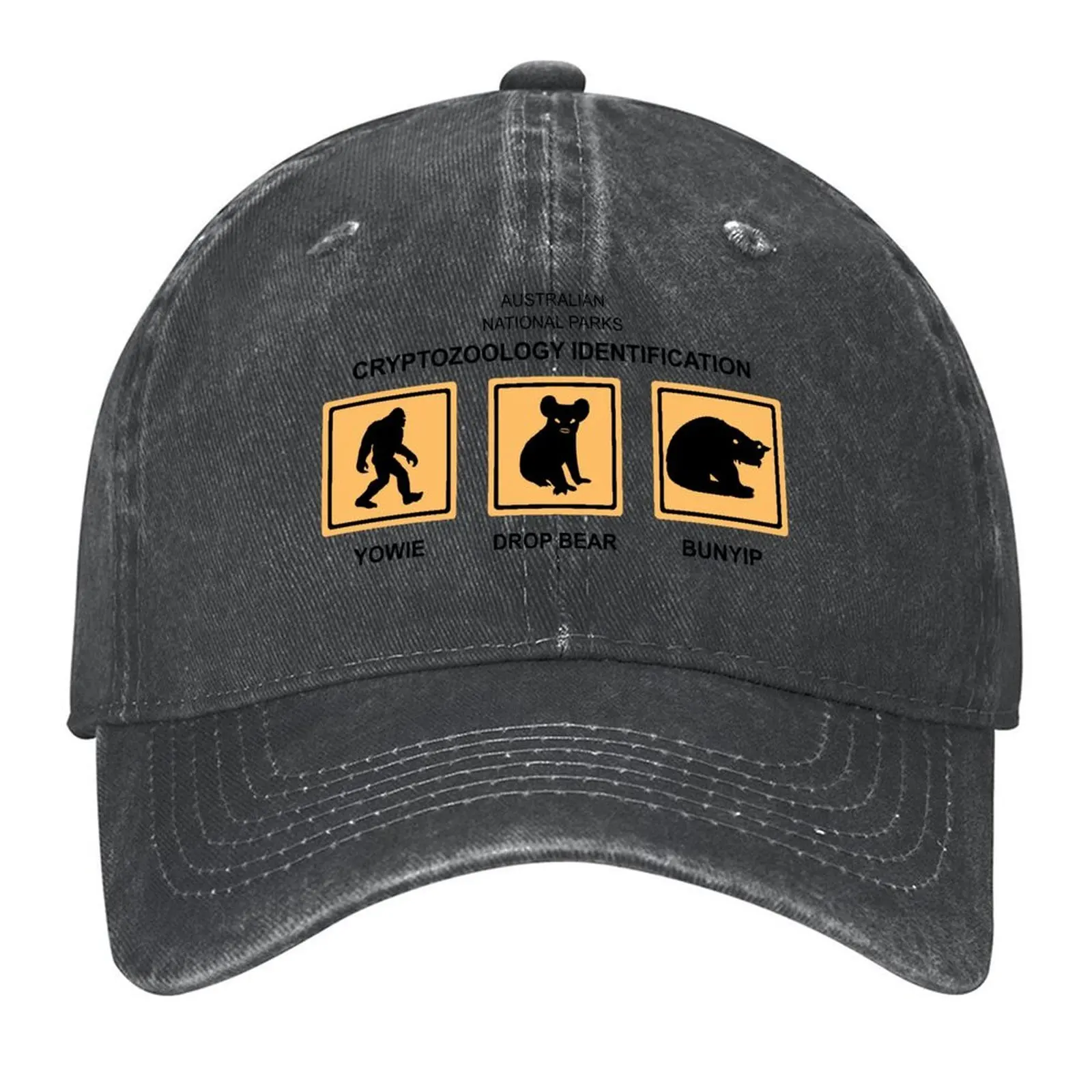 

Australian National Parks Cryptozoology Identification Chart Baseball Cap black designer cap Brand Man cap Icon Boy Women's